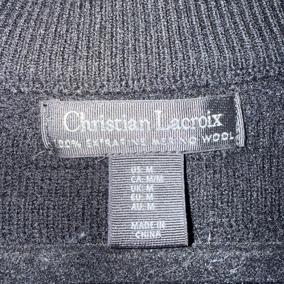 Christian Lacroix Women’s Black 100%Merino Wool Full Zip Jacket Sweater Size M - Picture 11 of 12